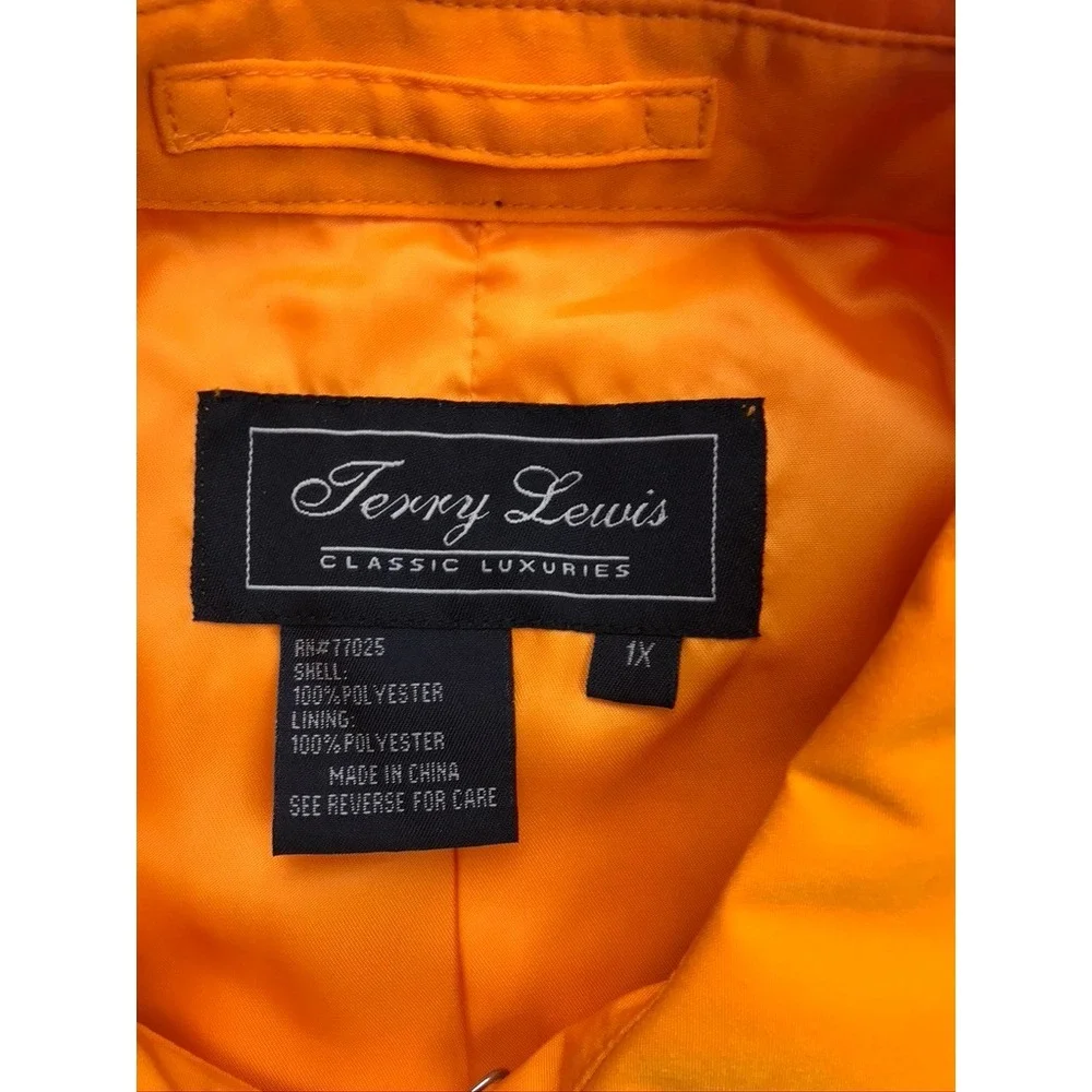 Terry Lewis Classic Luxuries Women Orange‎ Belted Trench Coat Rain Jacket 1X NEW